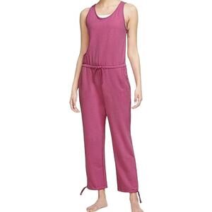 Nike Yoga Dri Fit Sleeveless Jumpsuit Tie Waist Scoop Neck Stretch Soft Pink XL